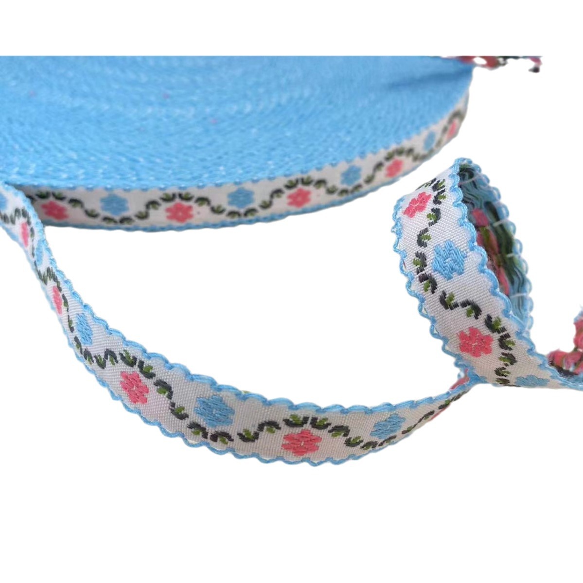 1.3 cm black fungus edge, fashionable striped ethnic style woven ribbon, hair accessory, headwear, border strap, performance costume accessories Item Picture