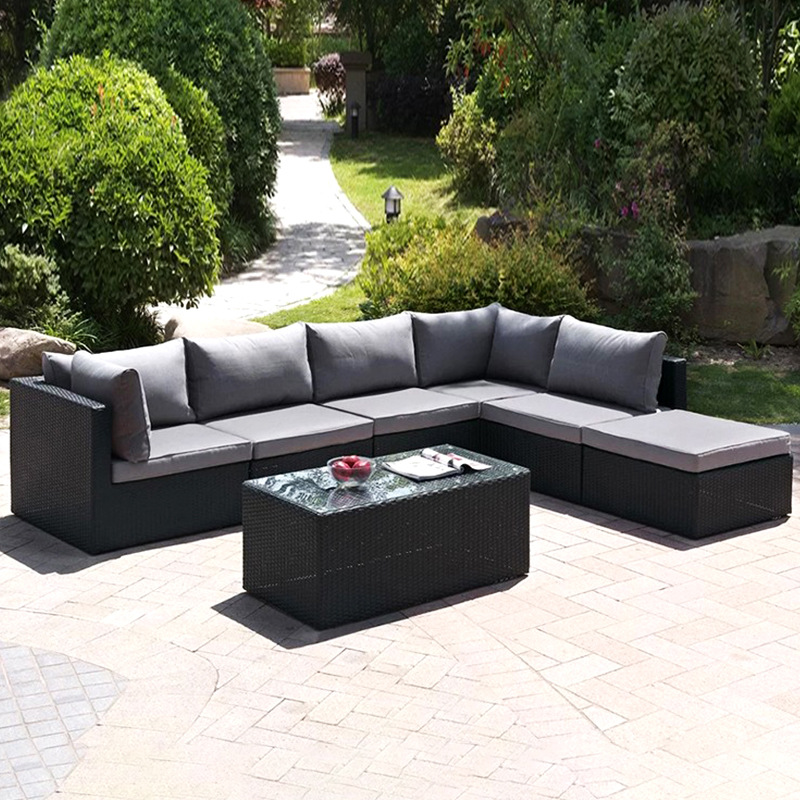 Cross-border outdoor rattan sofa courtyard set sun protection and waterproof leisure double rattan chair coffee table outdoor table furniture Specification image