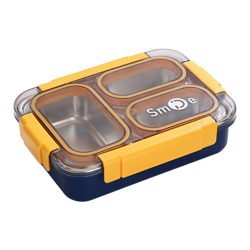 Cross-border best-selling independent sealed 3-compartment stainless steel lunchbox, non-odor-mixing student and white-collar lunchbox Item Picture