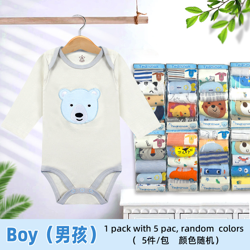 Cross-border wholesale of cute baby clothes from Europe and America, Class A, long-sleeved baby clothes, pure cotton hatches, autumn wrap-around clothes details Picture