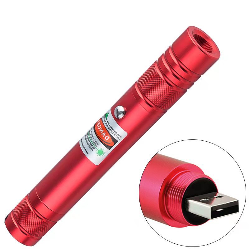 High-power green laser lamp, aluminum alloy flashlight, USB charging, full sky star coach sales pen, cat toy pen wholesale Specification image