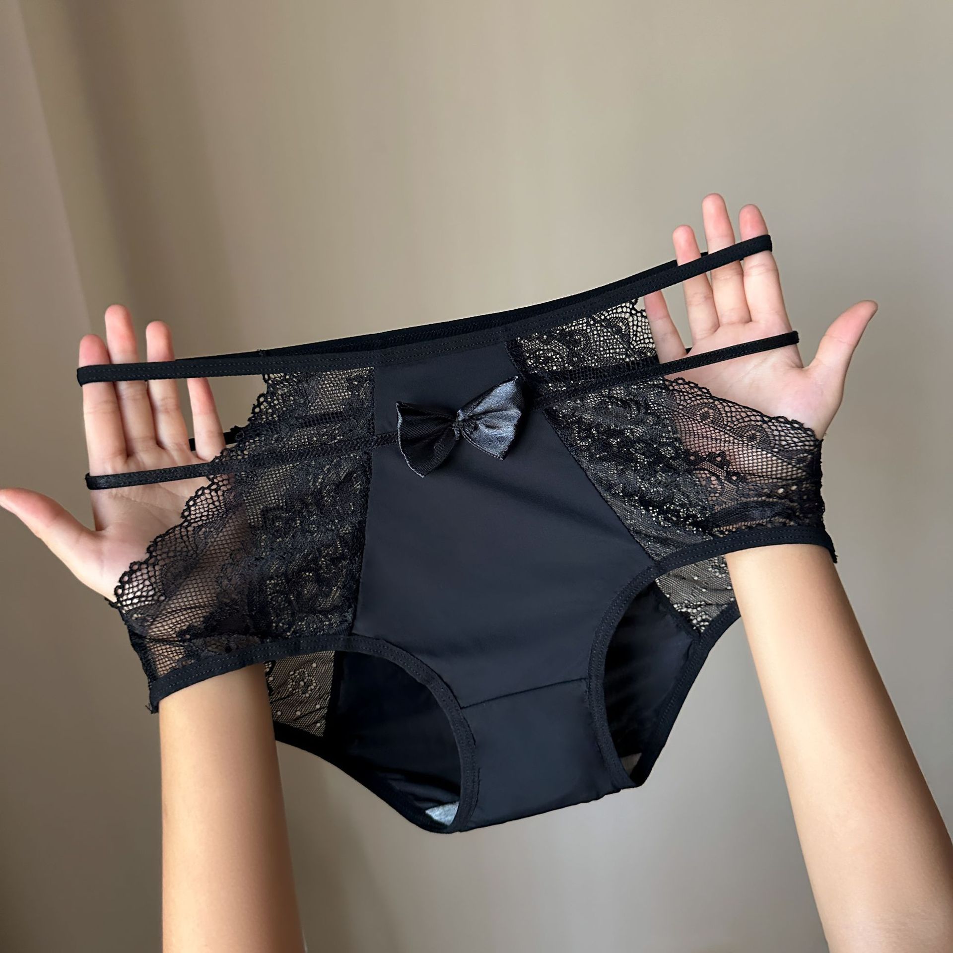 New bestseller women's lace-printed underwear: Breathable, comfortable, hip-hugging, thin straps, cutout, high elasticity, high waist, large size, 17428# Specification image