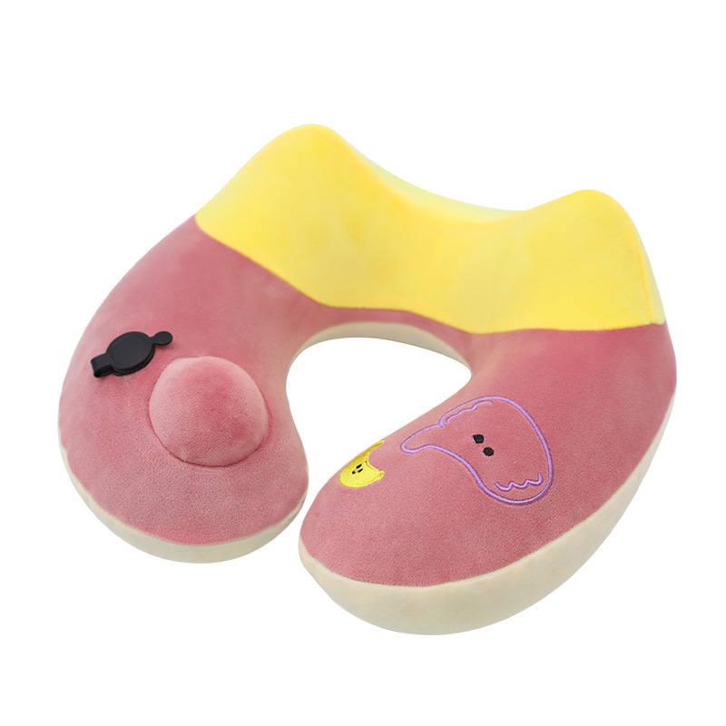 Cartoon cute animal U-shaped pillow, Kangle House hump Press inflatable neck pillow gift box set, travel neck pillow Item Picture
