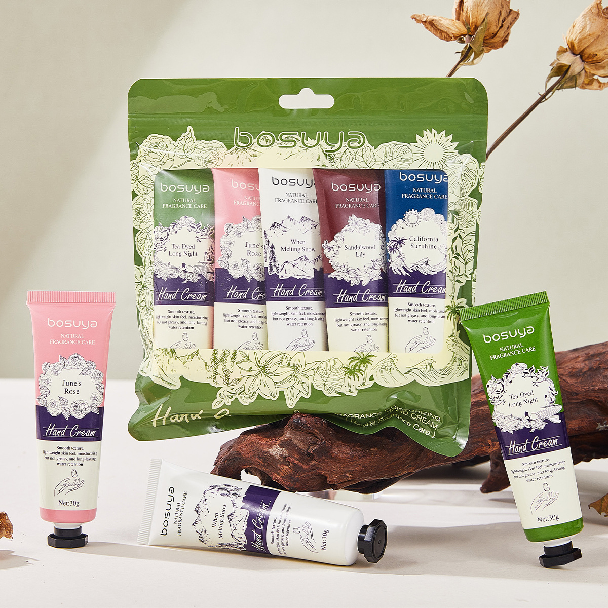 【跨境专供】bosuya香氛护手霜套装滋润防干裂香水护手霜套装批发