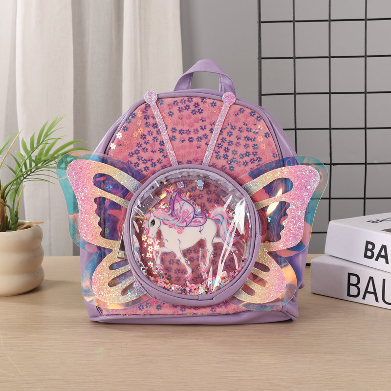pu leather Little Princess backpack for children and babies, lightweight schoolbag, casual and versatile, trendy 2025 new style details Picture