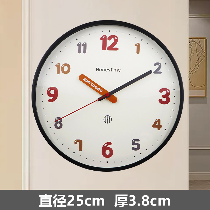 现代简约挂钟2024新款客厅儿童房家用挂墙免打孔时钟静音石英钟表产品图