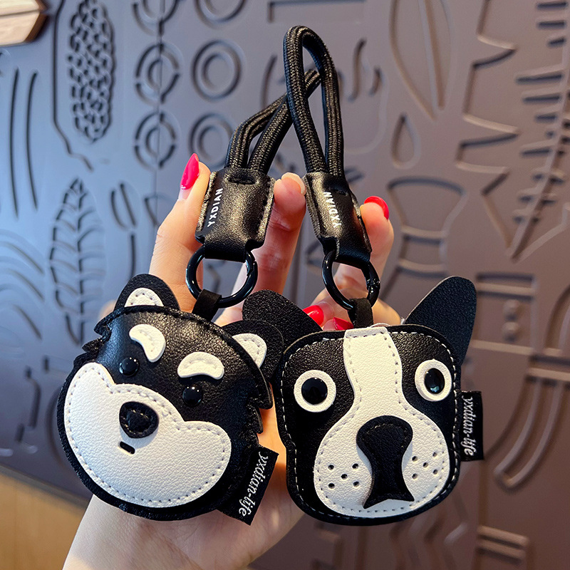 创意PU皮革柴犬钥匙扣公仔挂件呆萌哈士奇情侣汽车钥匙链包包挂饰