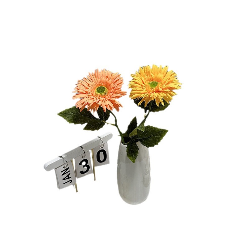 厂家直销单只扶郎菊仿真花非洲菊居家插花洋菊客厅装饰品假花批发白底实物图