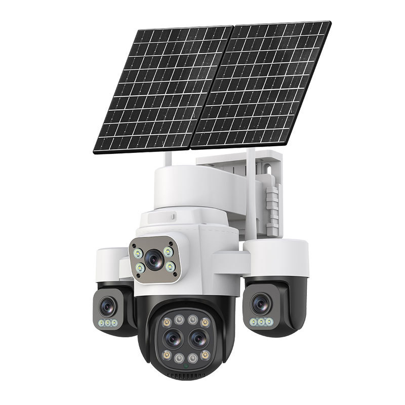 HiEasy five-eye three-gimbal six-motor AOV solar 18x zoom camera, outdoor waterproof and flow-free Item Picture