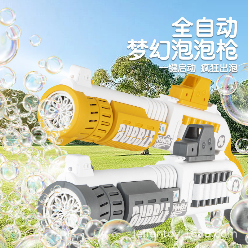 Cross-border best-selling children's toy gun bubble machine, multi-hole electric Laifu bubble gun, outdoor fully automatic bubble blowing machine details Picture