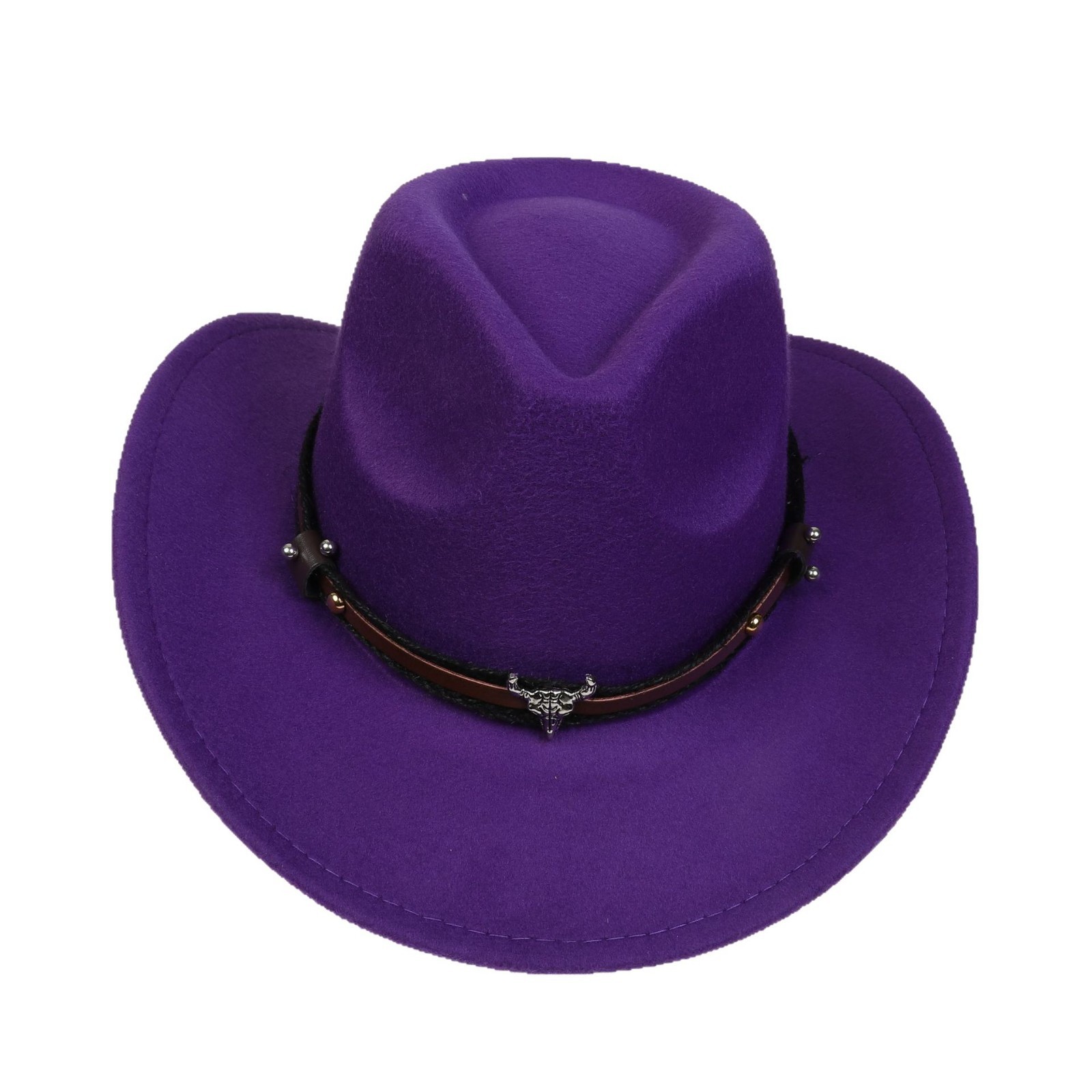 帽子秋冬欧美翘边复古骑马帽西部牛仔帽男女翘檐礼帽牛仔帽大沿帽白底实物图