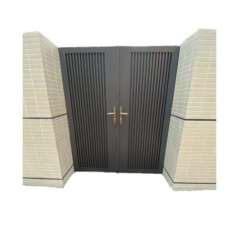 Aluminum alloy courtyard gate, simple and modern villa, rural self-built house courtyard gate, aluminum art double door custom door Item Picture