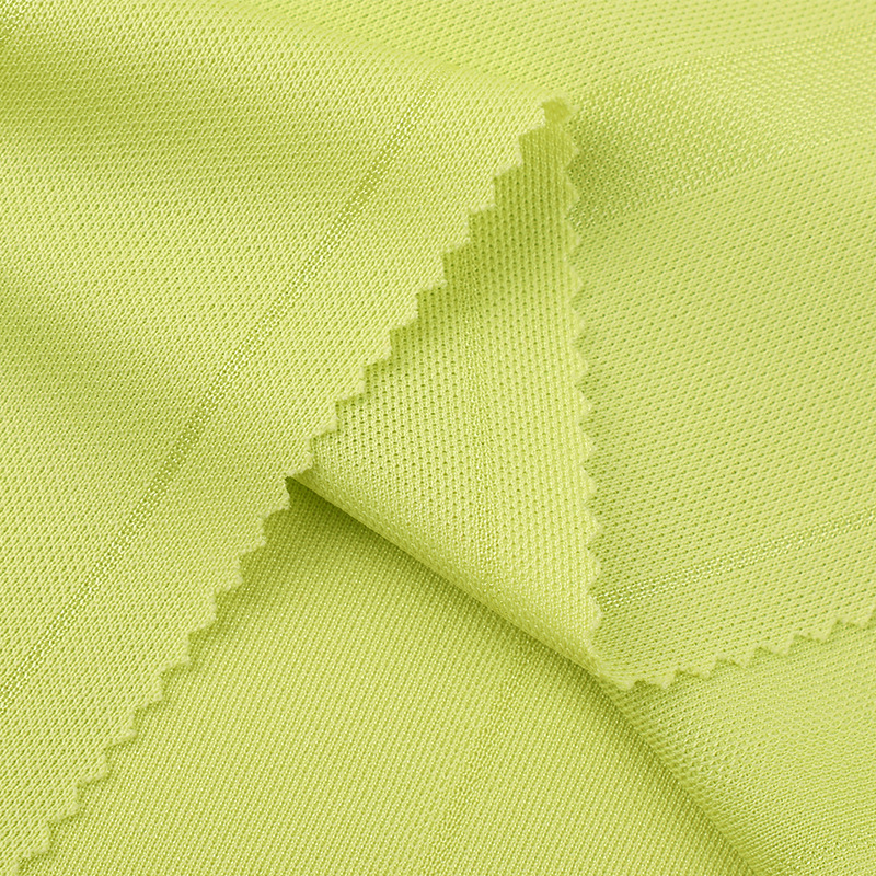 提花大小排间面料140g全涤条纹网眼布针织T恤运动服布料