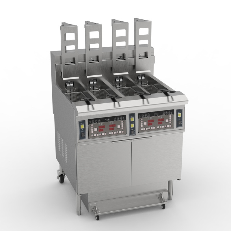 The OFE-H413 computer version of the automatic lifting deep fryer features a pull-out oil tank that can be heated at full power when placed in the pot details Picture