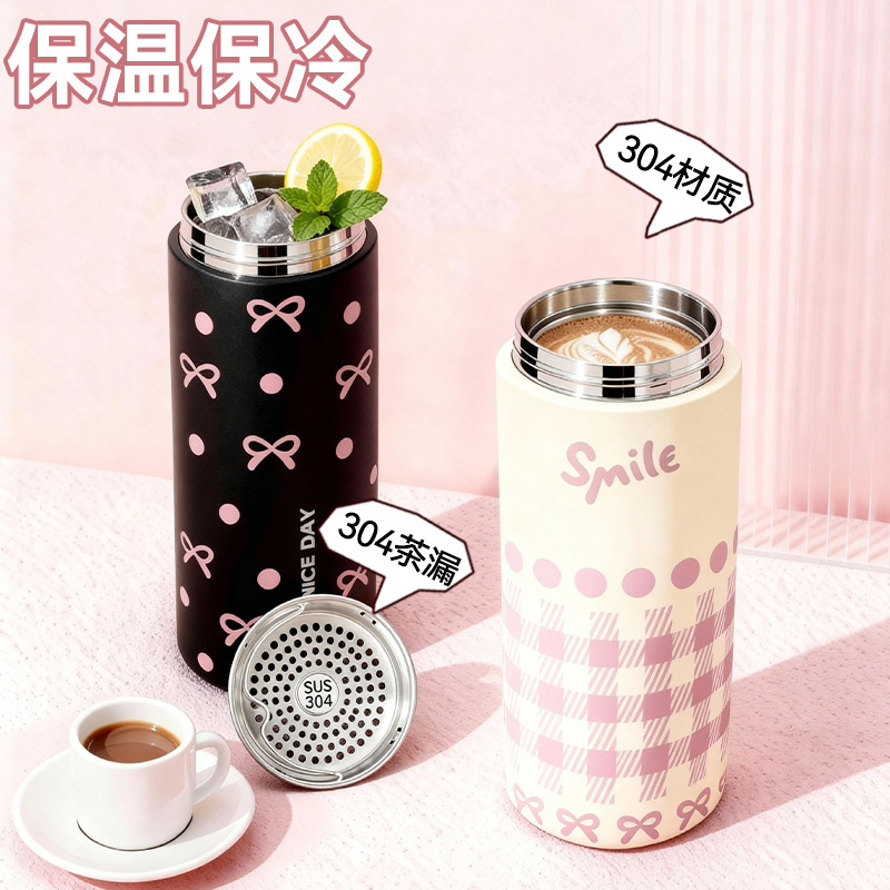 新款创意保温杯不锈钢杯子男女学生高颜值便携小巧带茶漏水杯定制产品图