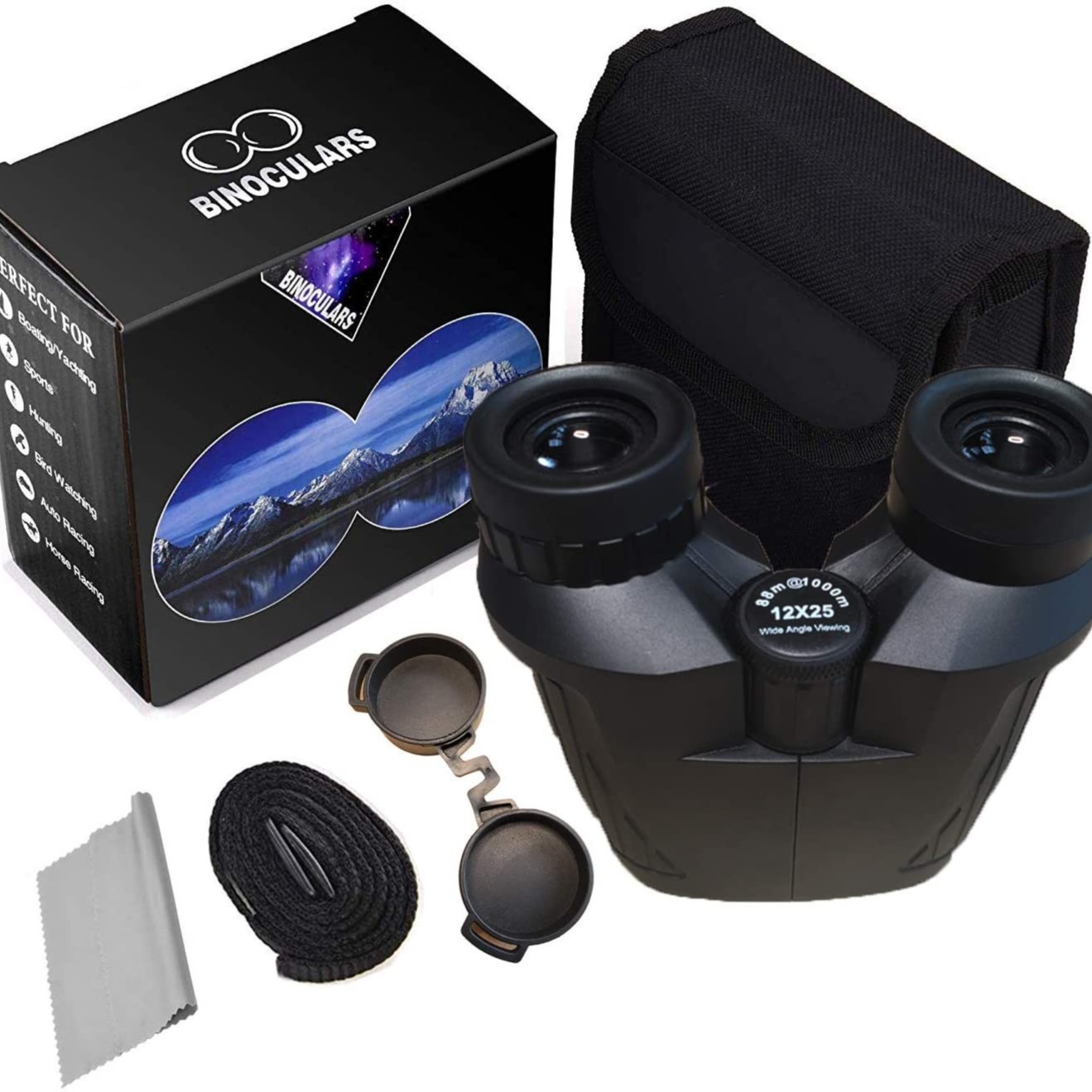 热销新款12X25保罗双筒望远镜微光夜视便携高清高倍儿童成人儿童白底实物图