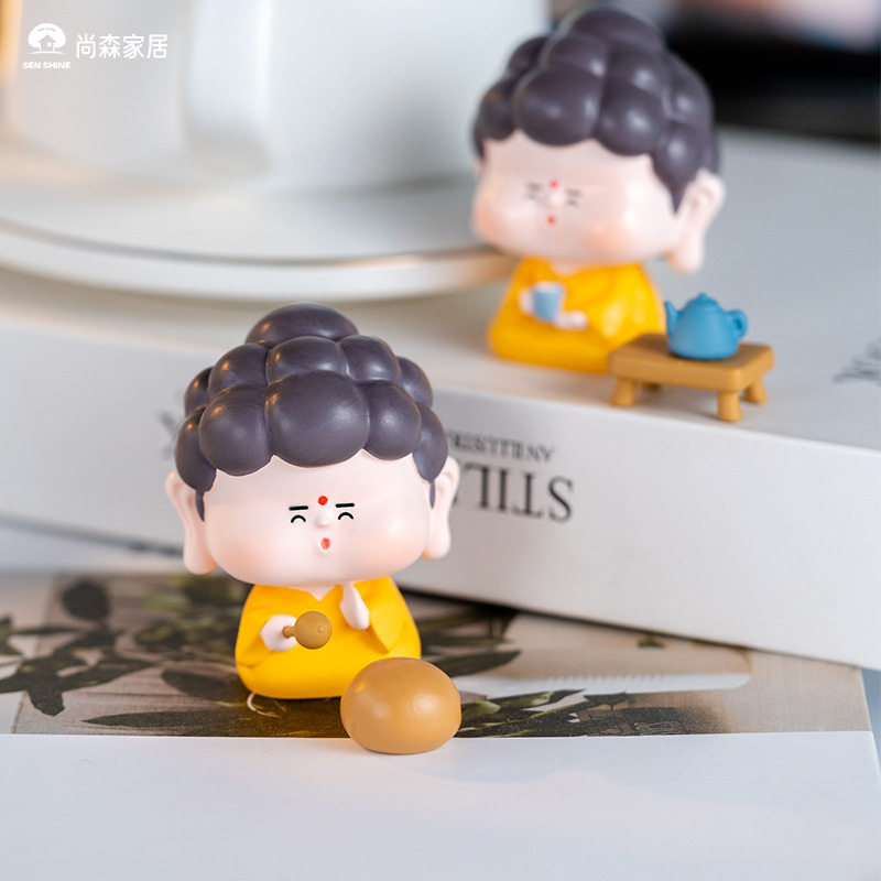 New factory direct sales of "Buddhist-style Little Buddha" figurines, resin handicrafts, small toys, festival gift decorations for both men and women details Picture