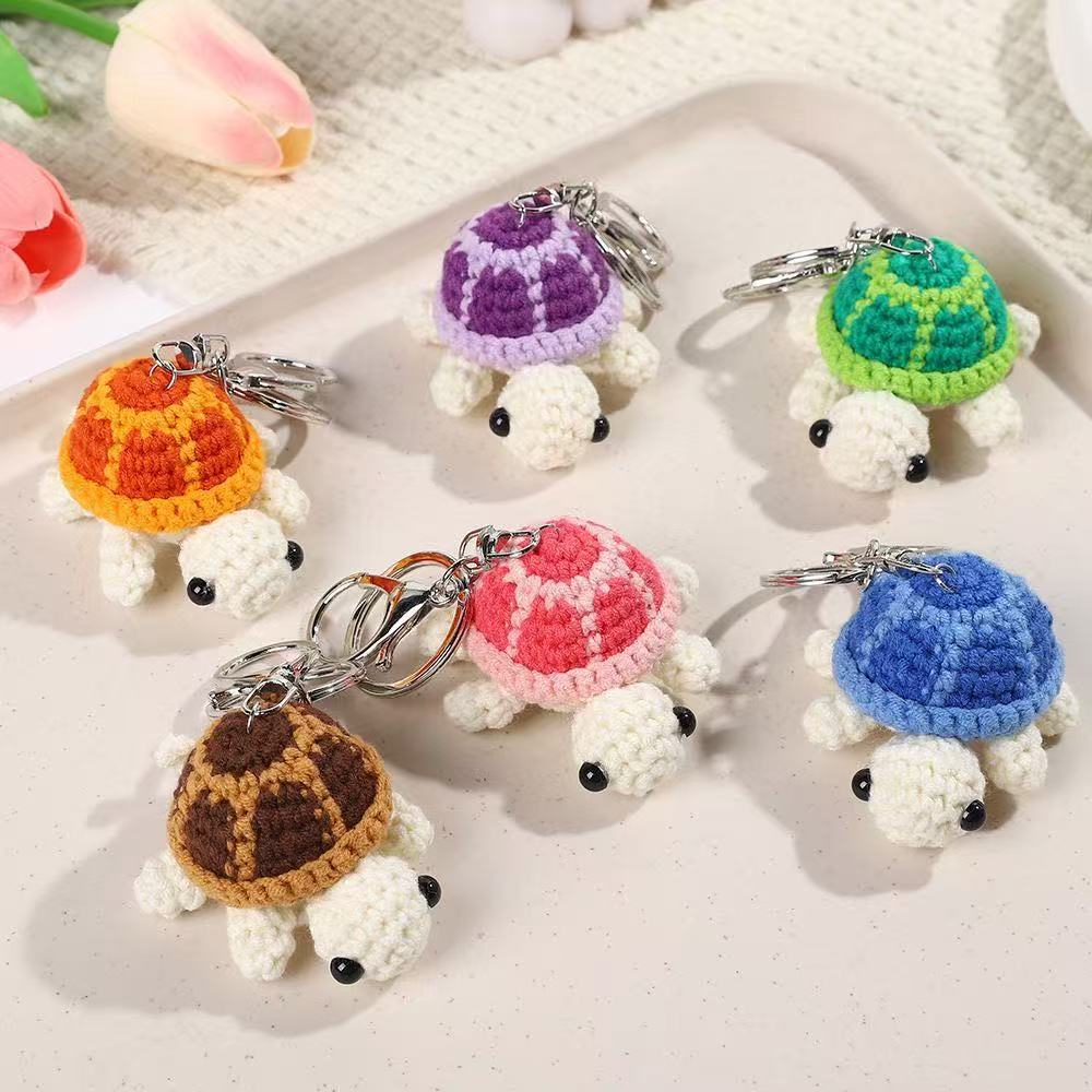 Creative cartoon knitted mini turtle keychain, woolen crocheted book backpack pendant, couple and best friend gift
