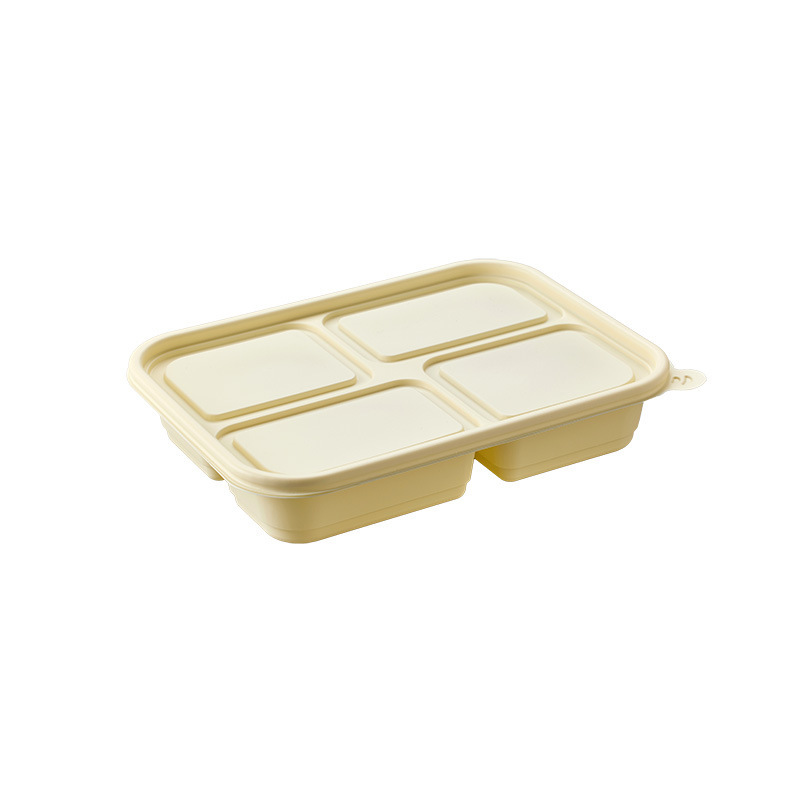 Disposable corn starch lunch boxes, food-grade, environmentally friendly and degradable compartments, microwave-heated takeout packaging boxes Item Picture