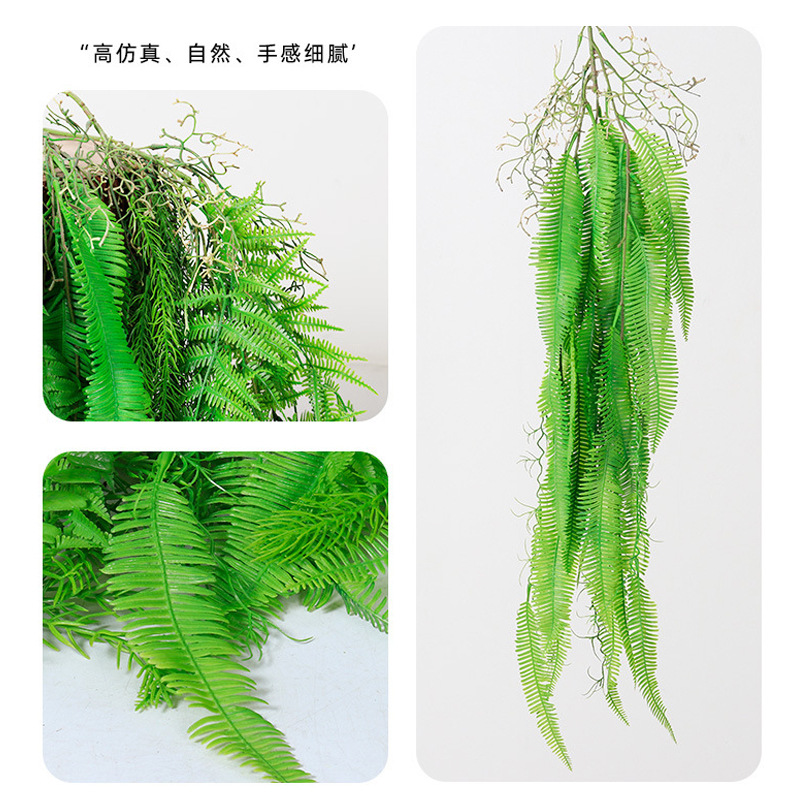 跨境外贸仿真植物壁挂藤条波斯蕨天门冬客厅吊顶藤蔓装饰蕨草绿植产品图