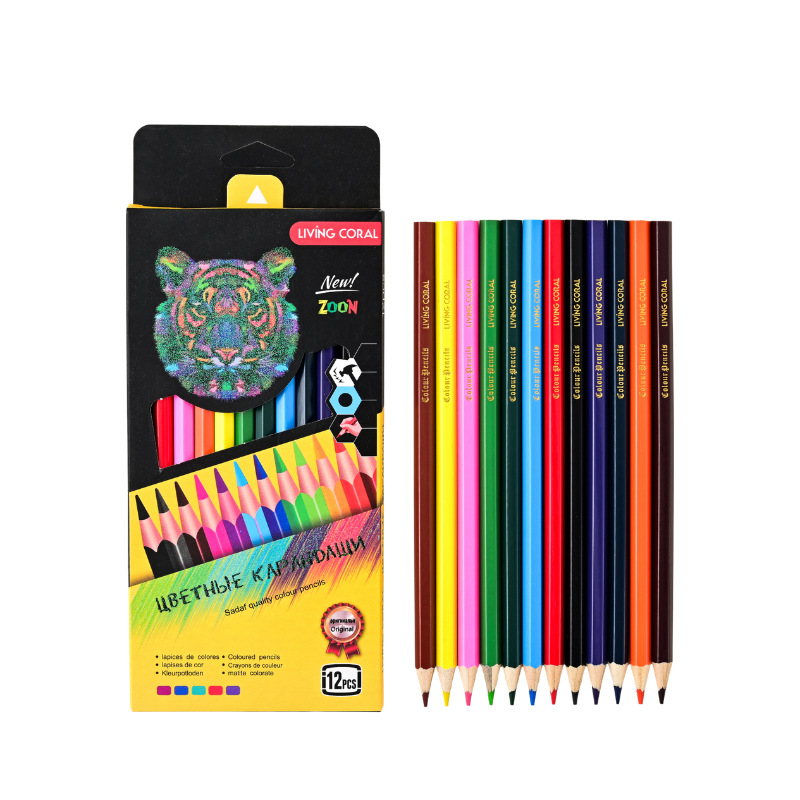 Wholesale of 12-color hexagonal rod colored pencils for children and primary school students' graffiti and drawing pens and stationery pencils Item Picture