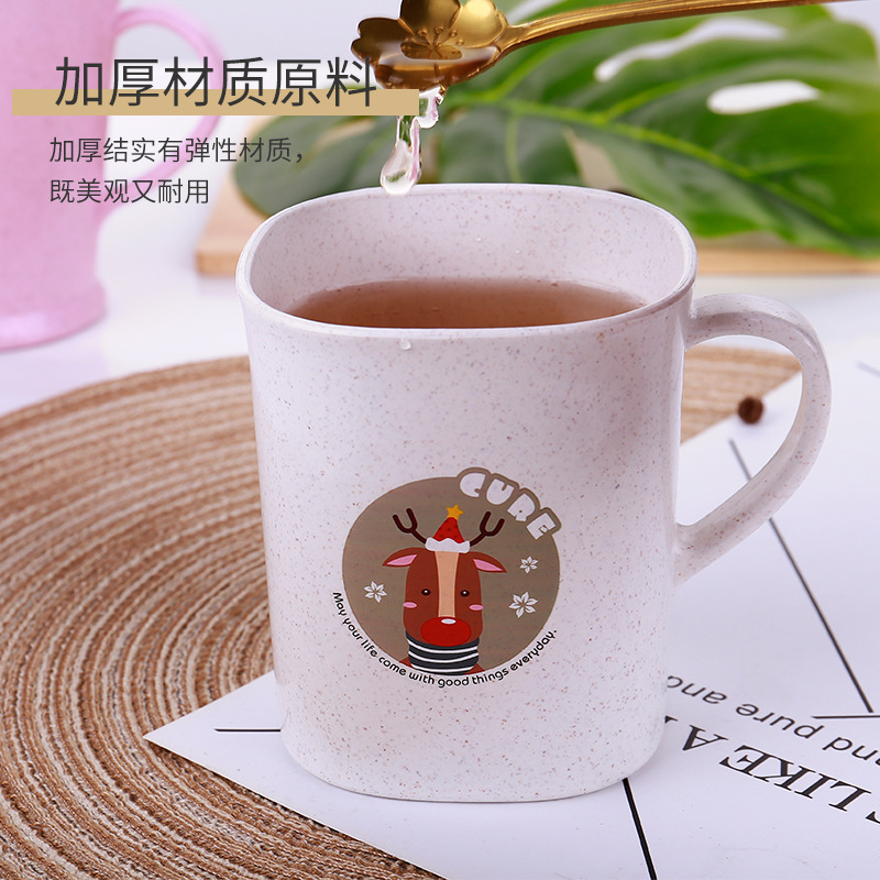 万福麦香塑料口杯 卡通漱口杯 麦纤维饮水杯牙刷杯 家用马克杯产品图