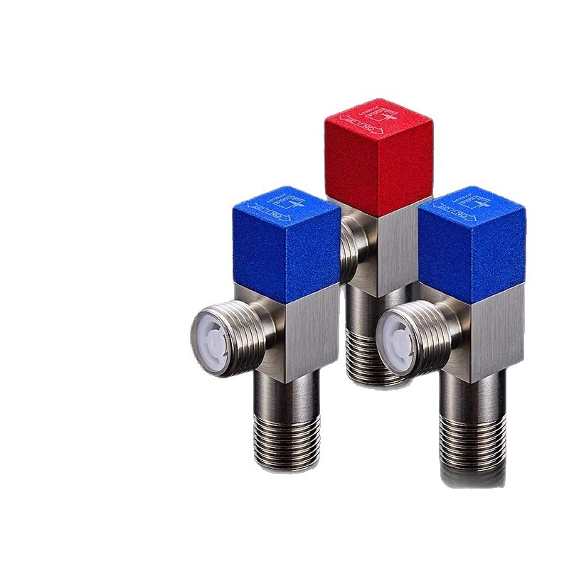 潜水艇角阀冷热三角阀热水器大流量门开关全铜加长马桶止水阀球阀白底实物图