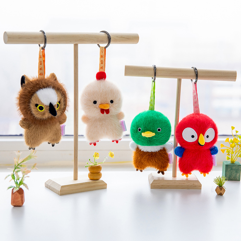 可爱小鸟挂件猫头鹰金刚鹦鹉毛绒玩具玩偶公仔动物系列包包挂件