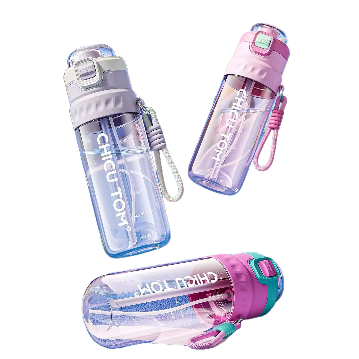 High-appearation-level sports spray cup, straw cup, large-capacity spray double-drinking cup, outdoor tritan cup with lifting rope Item Picture