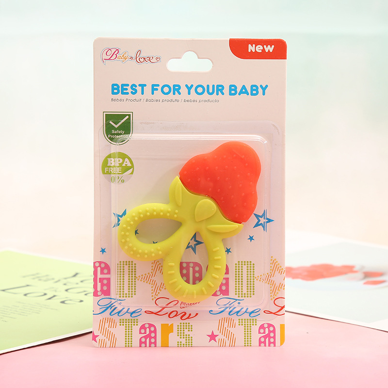 Silicone baby teething rings, fruit-shaped teething rings, three-dimensional teething rings for newborns, teething sticks, baby training bite fun details Picture