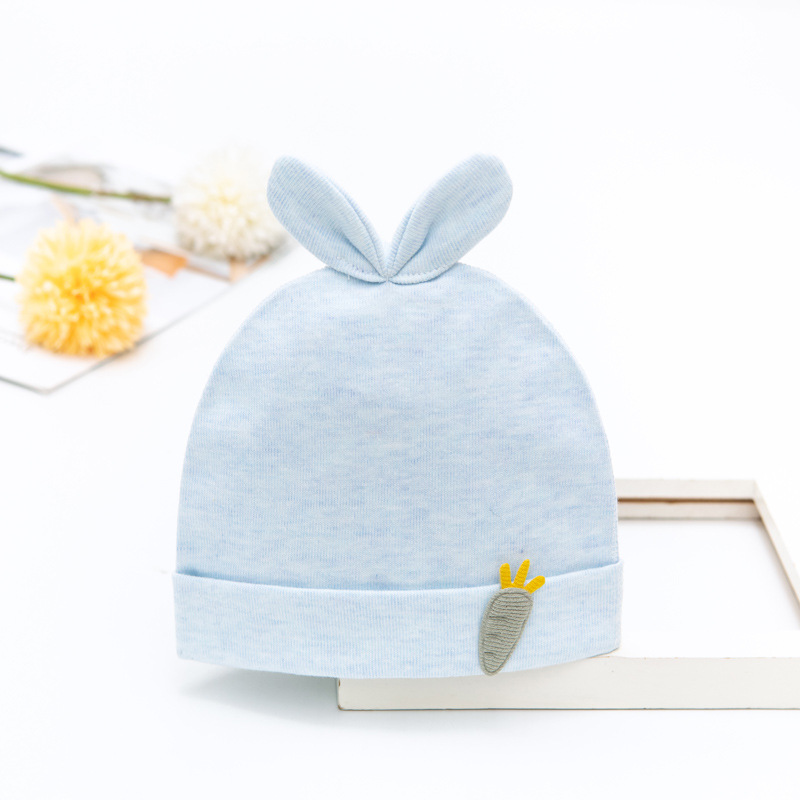 新款初生婴儿双层纯棉无骨兔子胎帽男女宝宝可爱满月春秋季帽批发细节图