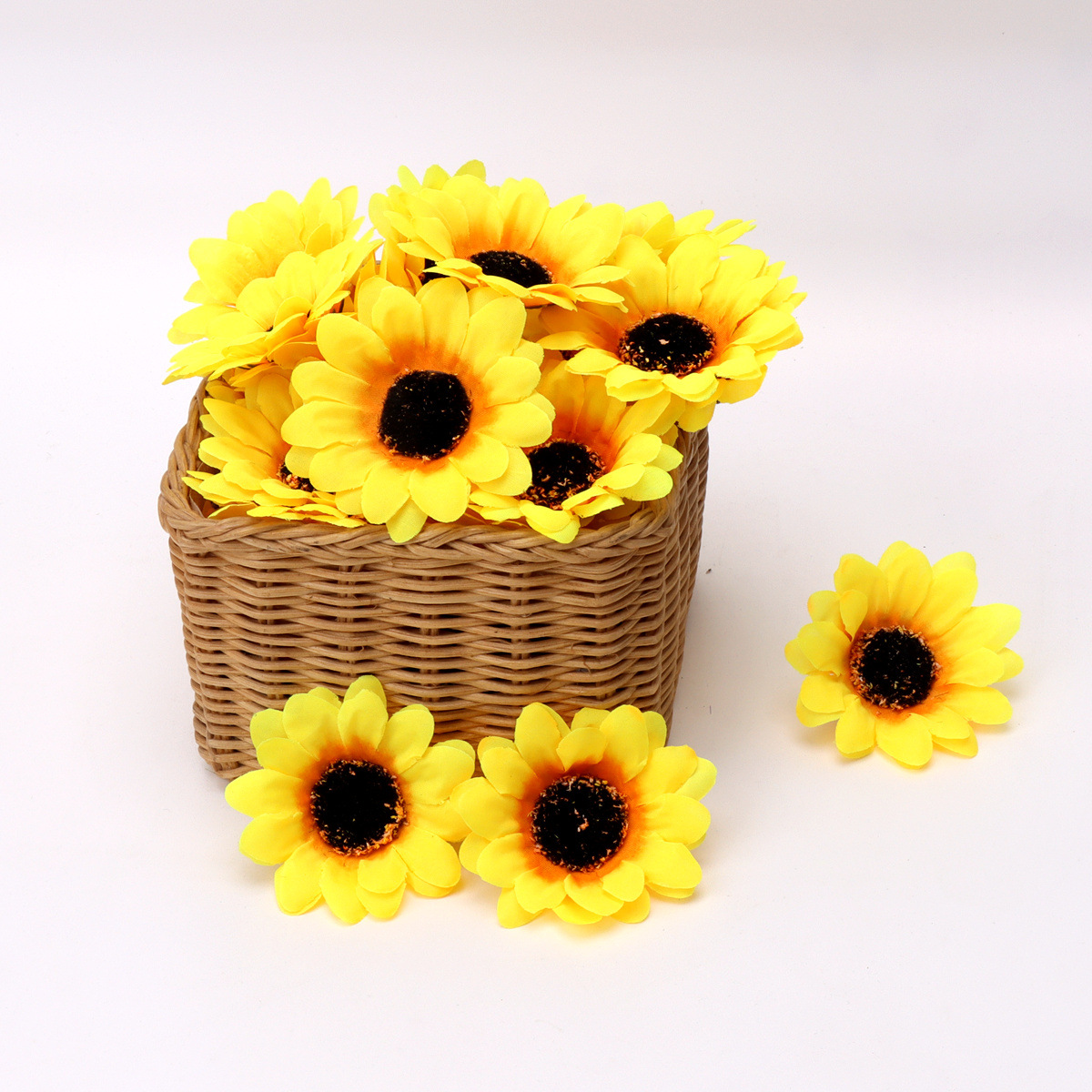批发DIY仿真花头7厘米太阳花向日葵绢布花菊花向阳花假花装饰配件细节图