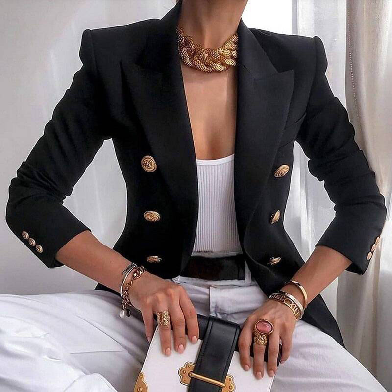 "2025 Cross-border Bestseller Women's Clothing AliExpress Amazon Spring/Autumn New solid-color fashionable casual suit jacket for women. Application Scenario