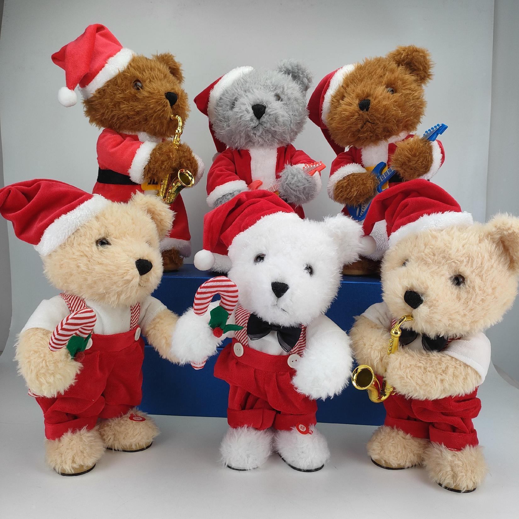 Cross-border exclusive Saks Christmas Three Treasures Plush Electric Toy Series Tree Stump Christmas Tree plush Electric toy details Picture