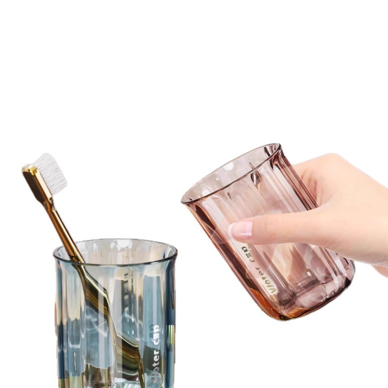 High-end appearance level mouthwash cups, washbasin cups, household light luxury transparent toothbrushes and cup holders, high-end couple brushing cups and tooth bays wholesale Item Picture