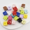 Douyin's best-selling 14mm through-hole cheese dopamine colored square beaded mobile phone chain head rope diy accessory loose beads Item Picture