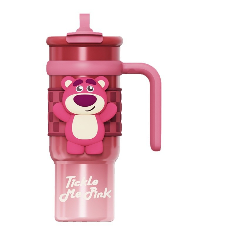 Strawberry Bear Water Cup, new large-capacity insulated cup 316, high appearance level straw cup, cute ice cup for girls Item Picture