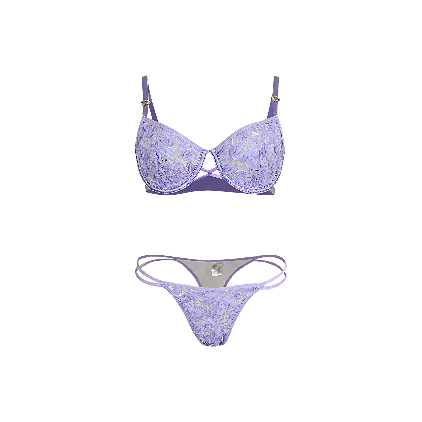 Sexy three-dimensional lace lingerie set for foreign trade, multi-color memory soft steel ring bra and T pants two-piece set JR022 Item Picture