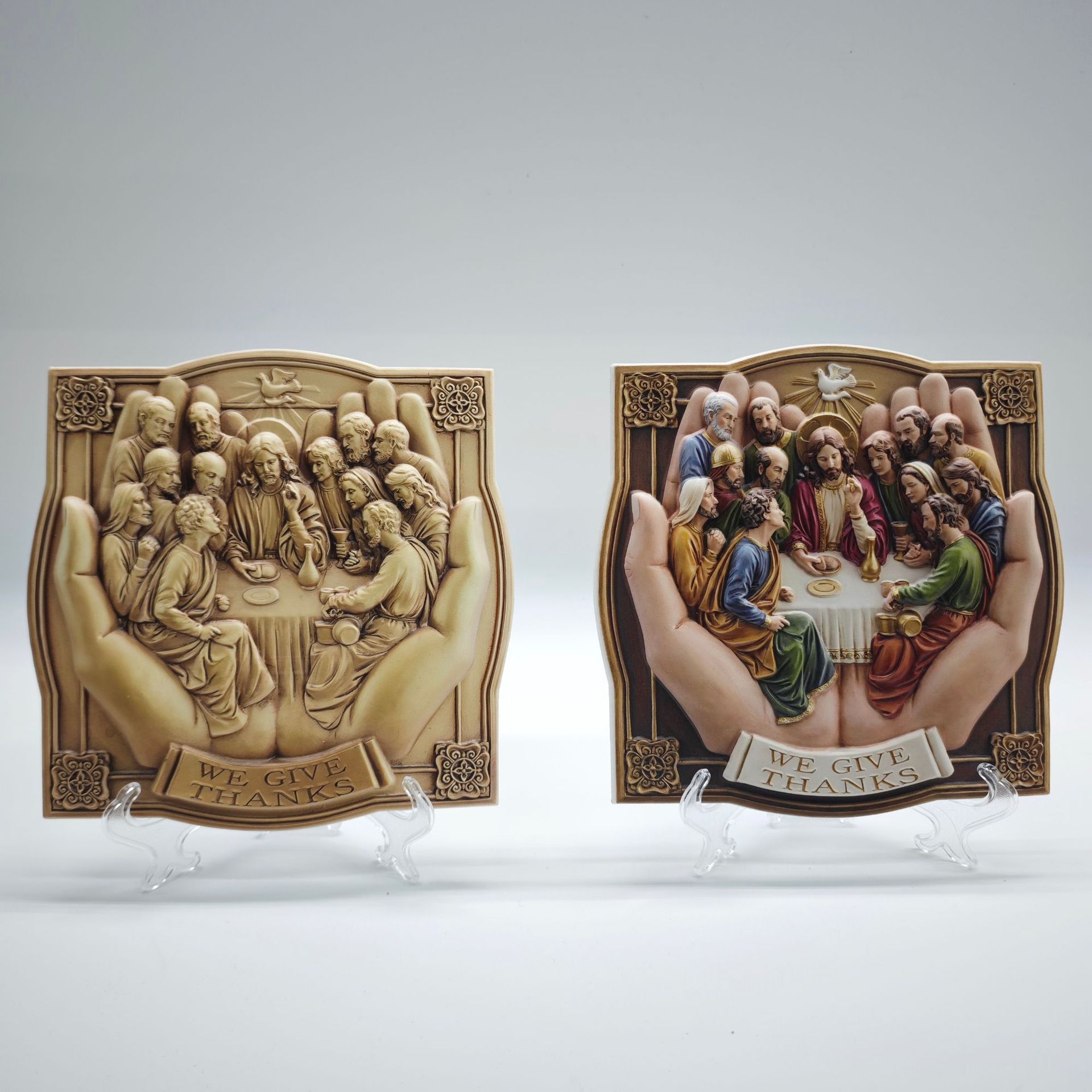 Cross-border foreign trade square Last Supper resin ornaments and pendants, church home decoration three-dimensional relief handicrafts
