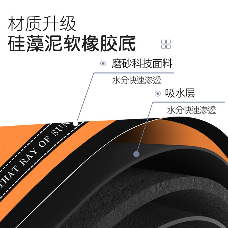 浴室地垫卫生间门口跨境防滑脚垫厕所入户硅藻泥吸水垫速干卡通家细节图