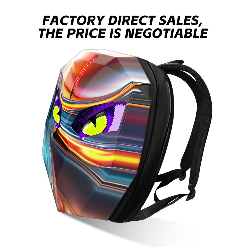 Devil's Eye led Backpack, Phantom Red PC Hard Shell, Large Capacity Outdoor Cool Riding Bag, led Helmet Bag Specification image