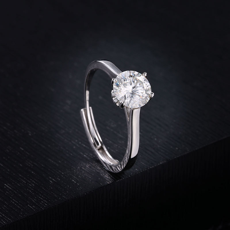 Zhuoheng Select 925 pure silver Moissanite ring wholesale, half of the market, rising steadily, open ring one carat details Picture