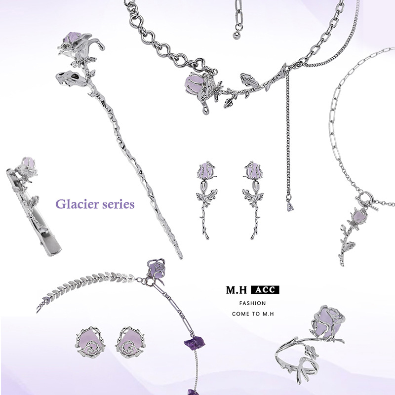 Original rose series earrings for women, new Chinese-style niche design, high-end feel, S925 silver needle earrings wholesale