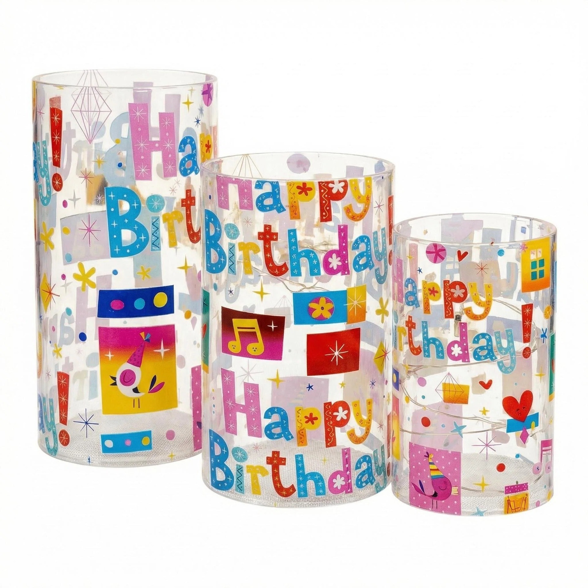 Uv-printed new HAPPY replaceable pattern luminous decorative candle 7.5 electronic candle factory direct sales Item Picture
