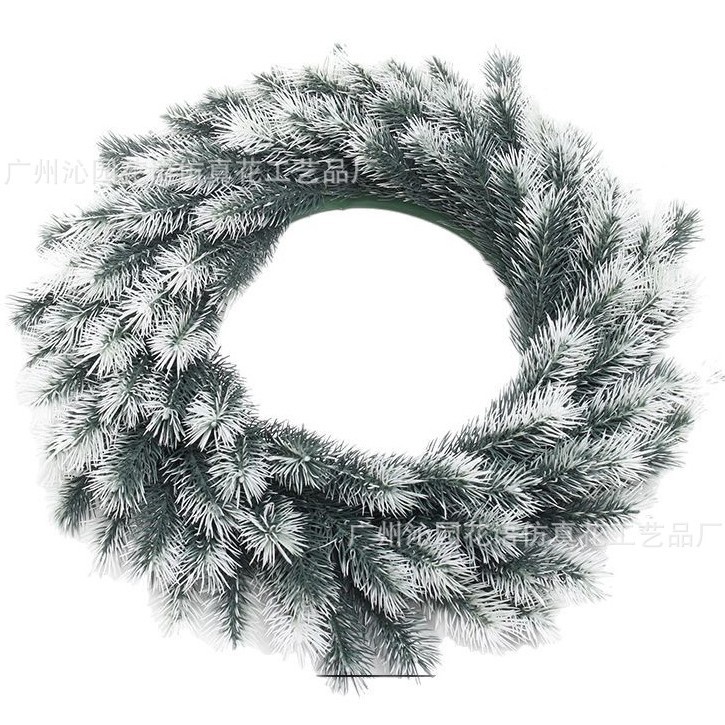 Christmas decorations: Merry Christmas, green pine branch simulation wreaths, high-fidelity rattan flower walls, dried flower simulation flower pieces details Picture