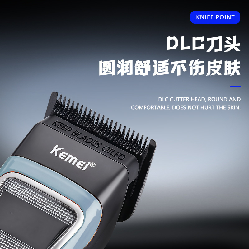 kemei profesional cortador eléctrico nuevo rotor exterior cortador de pelo eléctrico pantalla digital KM-1911 cabezal de aceite empujador silencioso details Picture