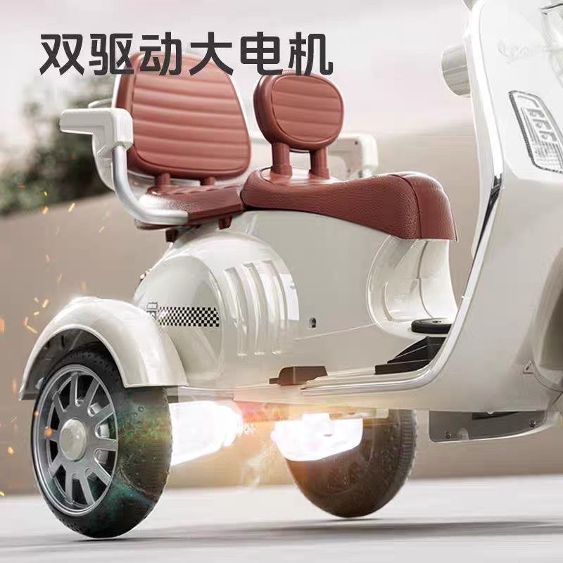 儿童电动摩托车三轮车可坐人双座遥控电动车男女小孩电瓶车玩具车产品图