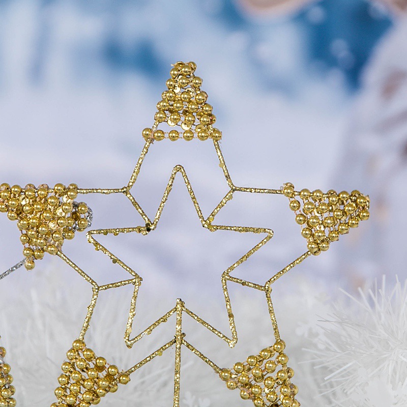 Cross-border wholesale Christmas tree ironwork top star, tree top five-pointed star table decoration, tree top star Christmas decoration Specification image