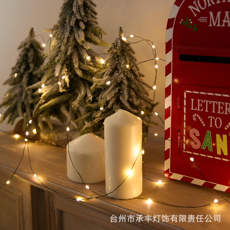 Christmas tree lights, led copper wire lights, string dark green wires, remote control small colored lights, 100-meter string lights, garland decorative lights, atmosphere lights details Picture