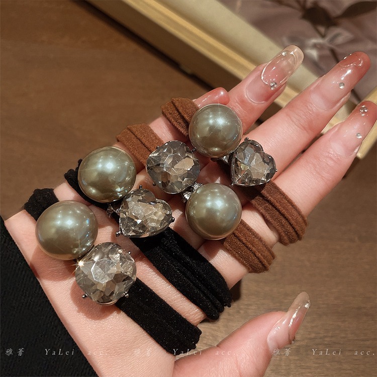 Korean-style simple sparkling diamond hair-safe towel band, women's pearl hair band, headband, high elasticity, seamless hair band details Picture